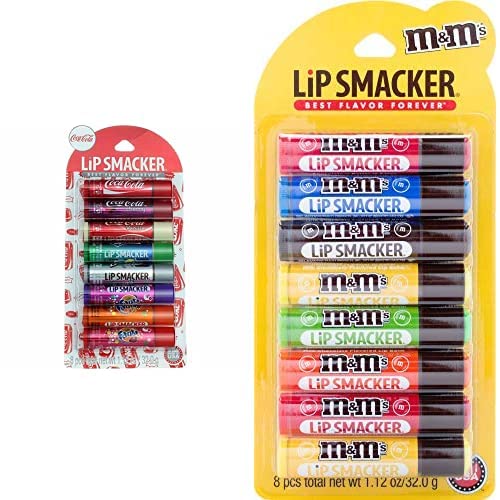Lip Smacker Coca-Cola Party Pack Lip Glosses, 8 Count, Coca Cola Variety 1 (SFS ONLY) With M&M Lip Balm Party Pack