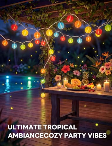 Image of Multicolor Lantern String Lights Outdoor, 8.5FT Plug-in Patio String Lights with 10 Mini Hanging Lanterns, Waterproof Decorative Lights for Garden, Bedroom, Bistro, Christmas Party