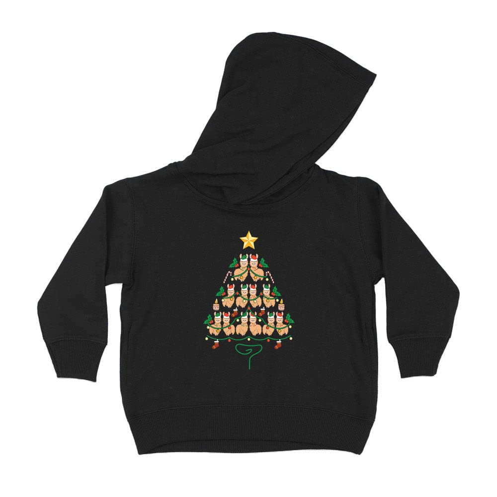 Llama Christmas Tree Kids Hoodie Sweatshirt Toddler 4T Black