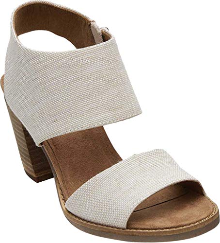 TOMS Women's Majorca Cutout Heeled Sandal, Textile Upper, Natural Yarn Dye, 7