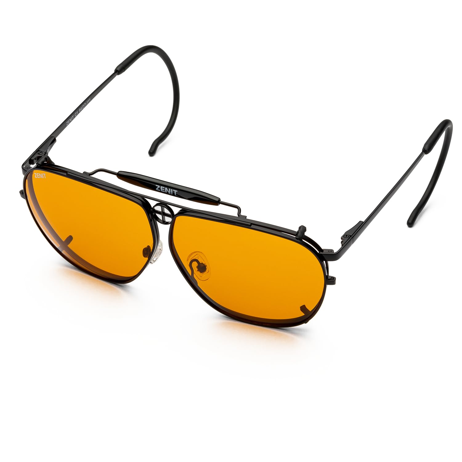 Gafas de tiro y caza graduables personalizables amarillo y marrón montura negra