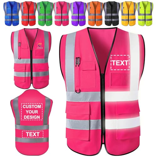 Gilet de sécurité personnalisé Gilet de sécurité réfléchissant haute visibilité Logo personnalisé avec poches Fermeture éclair Classe 2 pour hommes...