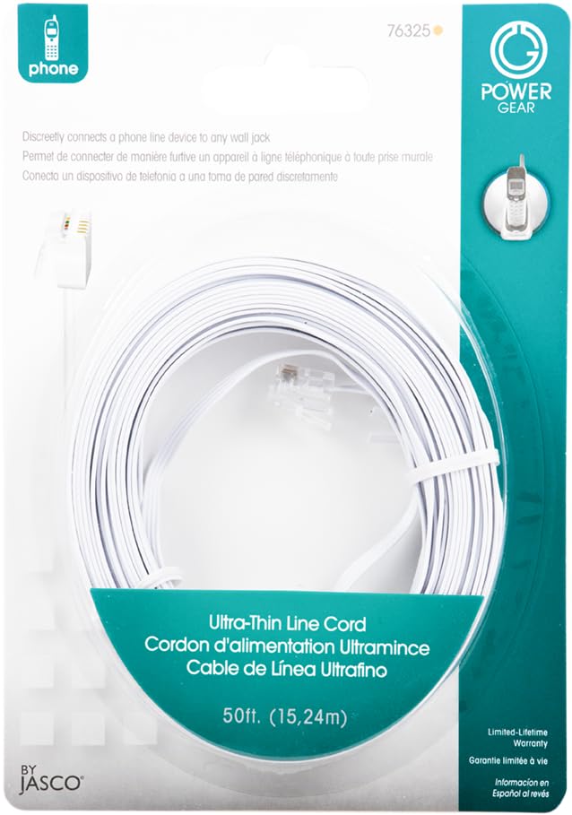 Cable de línea telefónica Power Gear largo de 50 pies para módem y fax paquete de 72