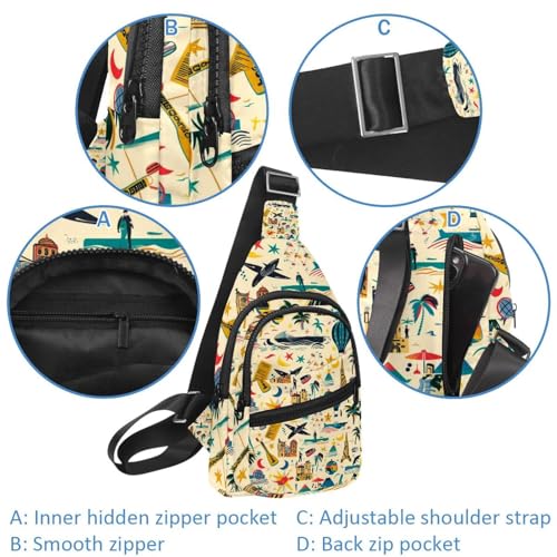 Mochila cruzada para viajar y senderismo riñonera correa ajustable 2