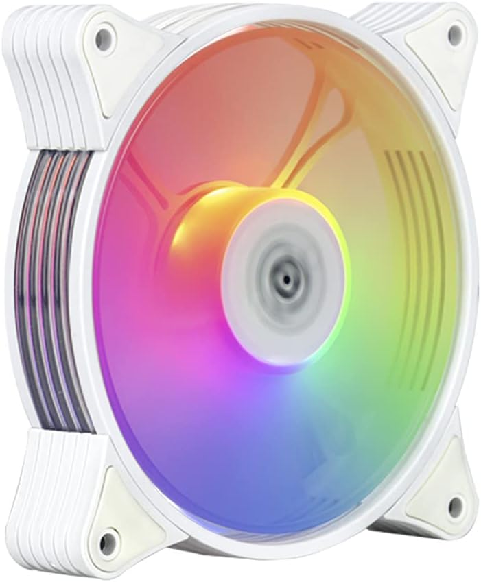 aigo AR12 120mm White ARGB Case Fan - Micro 6-pin Addressable RGB SATA Interface - PC Fans Without Controller - Desktop Compatible