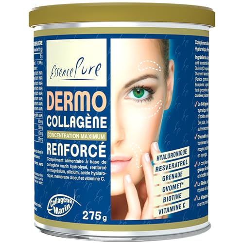 Collagene Marin Poudre 275g | Peptide de Collagene Hydrolysé Peptan 5000mg Collagène Marin Acide Hyaluronique, Ovomet et Biotine | Complément Alimentaire Peau Dermo Essence Pure | Api-Nature