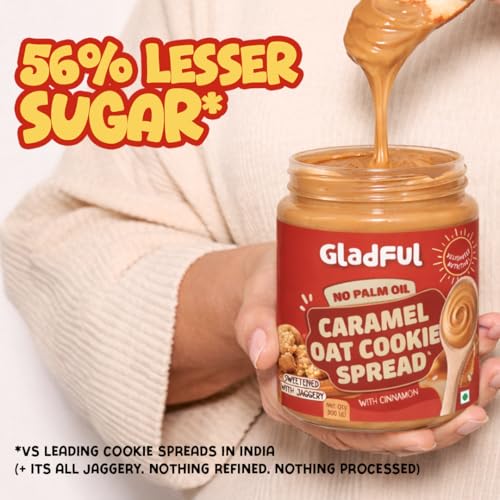 Image of Gladful Caramel Oat Cookie Spread | 300g | No Palm Oil | No Refined Sugar | Smooth & Creamy | Clean Ingredients