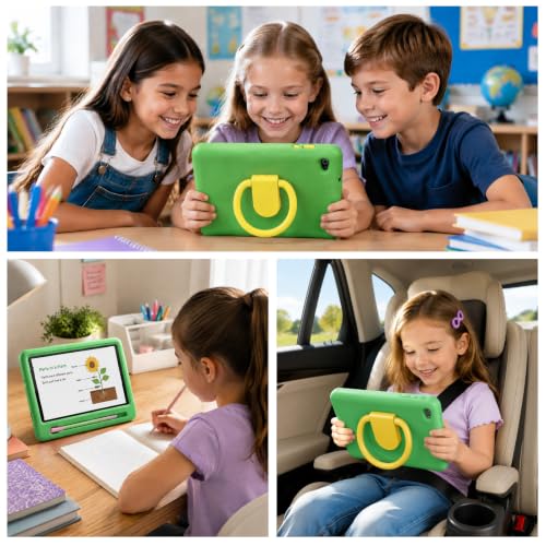 Image of Kids Tablet with Shockproof Case Stylus, Android 16 Tablet for Kids, 24GB RAM 128GB ROM 1TB TF Card Expand, Parental Control, Eye Protection, Dual Camera, 7 inch Tablet, WiFi 6 BT5.4, Green