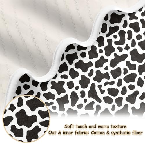 Image of Baby Swaddle Blanket for Baby Boy and Girl Soft Security Bed and Play Blanket for Nursery /Strolleoddler Bed /Car seat 30X40in Simple Cow Print Pattern