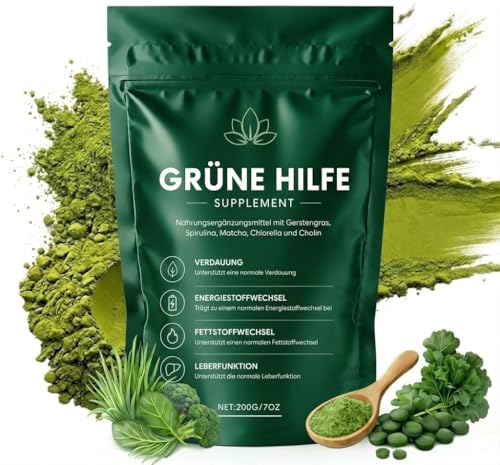 Grüne Entgiftungspulver Grüne Pulver Helfer 200g Mit Matcha Gerstengras Spirulina & Heidelbeere Ballaststoffreich & Vegan Fördert den Stoffwechsel und sorgt für sanfte Pflege
