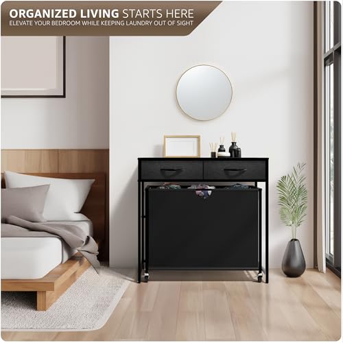 Sorbus Laundry Sorter 3 Section with Shelf, 2 Drawers & Wheels (Black) - image 4