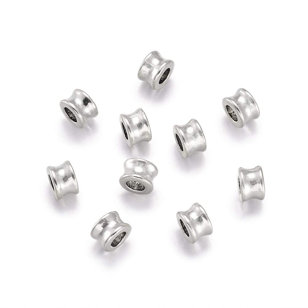20pcs Tibetan Silver European Tube Beads 8x5.5mm Spacer Charm Beads Cadmium Free & Lead Free for Bracelet Necklace DIY Jewellery Making Hole: 4.5mm