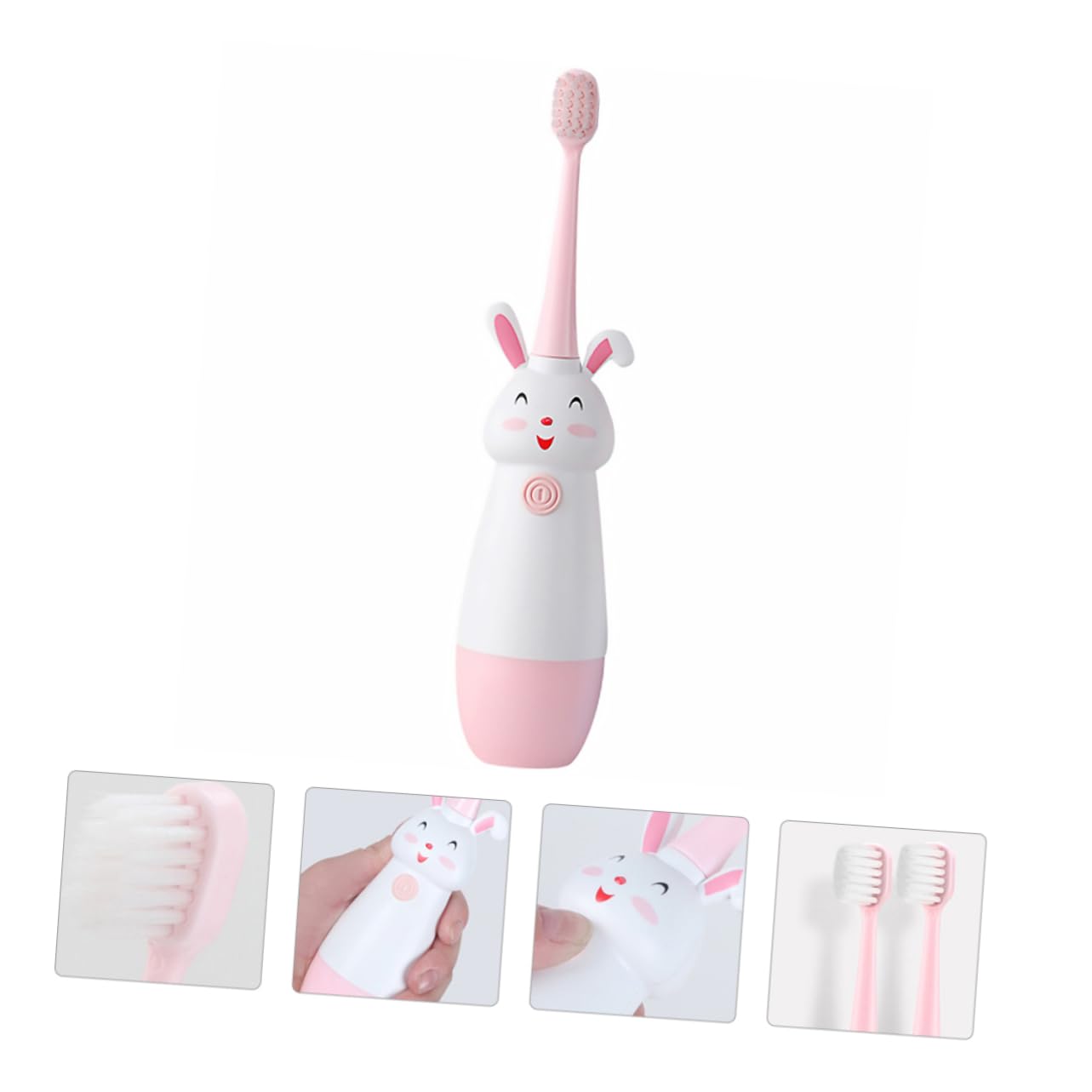 PACKOVE 3sets Spazzolino Elettrico Sonic Per Ragazza Ragazza Design Cartoon Ricaricabile Usb Facile Usare e Portatile Residui Per Viaggi e Uso Rosa
