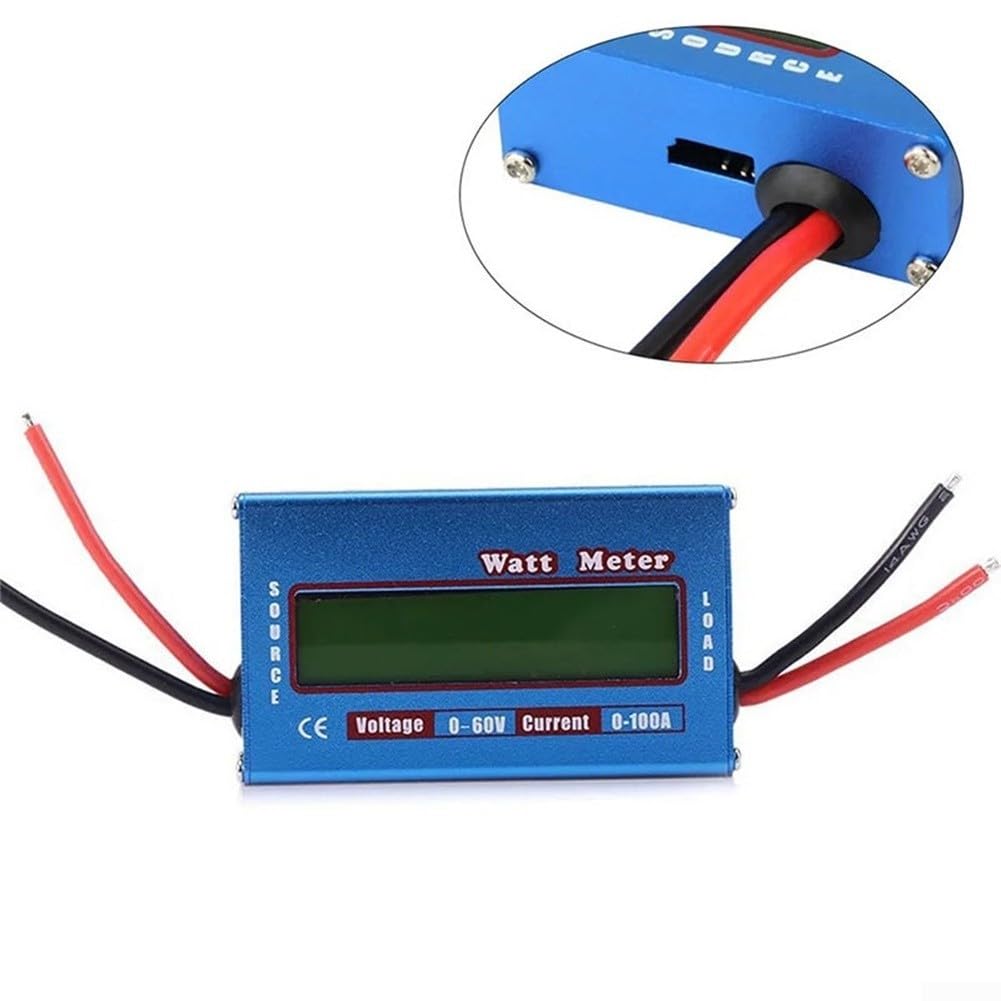 Analyseur de batterie CC 60 V 100 A Wattmètre testeur de tension en métal pour panneau solaire et circuit RC Mesure de performance avec courant et suivi Faible résistance Bleu