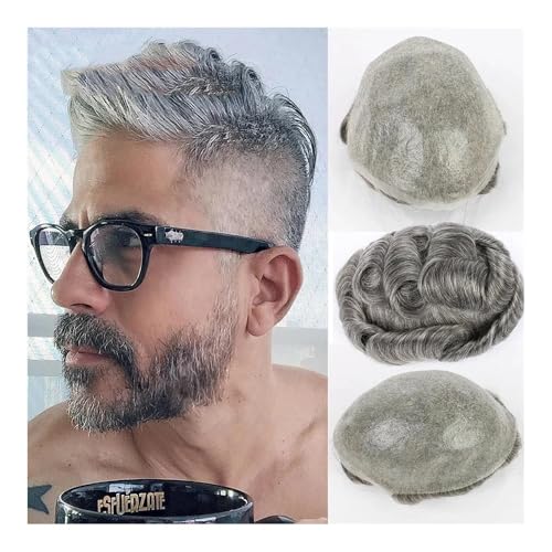 Toupet de cheveux humains pour hommes perruque indienne avec prothèse complète taille 6x8