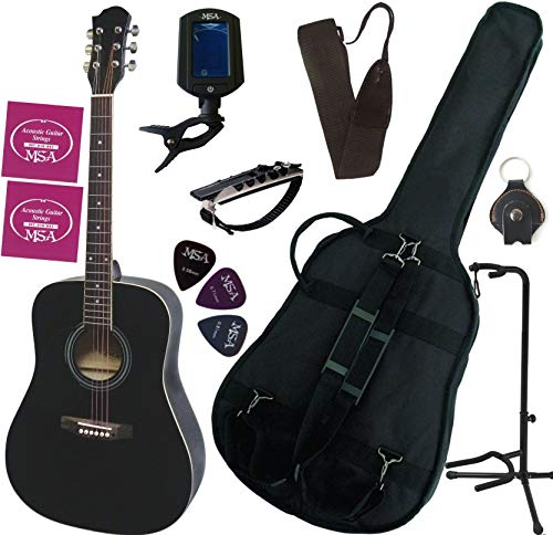 PACK GUITARE Acoustique Folk Gaucher Noire 9 Accessoires - Les Beatles, Paul McCartney, John Lennon, RIngo Starr, George Harrison PACK GUITARE Acoustique Folk Gaucher Noire 9 Accessoires