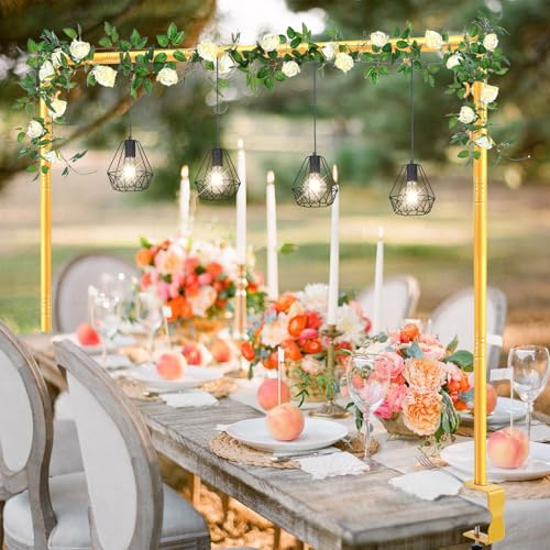 Over The Table Rod Stand with Clamps Adjustable 31-110 Length 31-64 Height Gold Table Balloon Arch Stand with Storage Bag Metal Decorating Rod Hanging