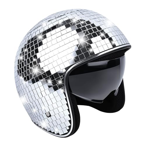 Casco de discoteca con visera retráctil, espejo brillante, sombrero de disfraz punk para bar, DJ, club, fiesta
