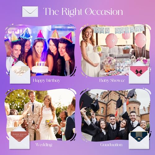 50PACK 5x7 Envelopes for Invitations, White A7 Envelopes for Wedding, Graduation, RSVP Cards, Gummed V Flag 5 1/4 x 7 1/4 inch image 2