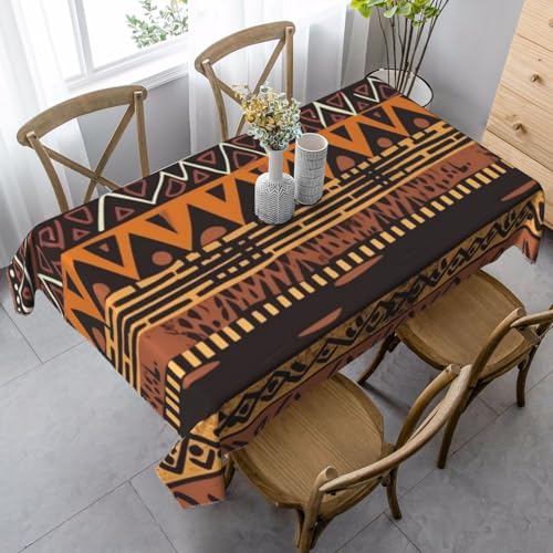 STVYUKL Nappe de table rectangulaire africaine, anti-taches et infroissable, lavable, pour salle à manger, cuisine, pique-nique, terrasse, fête, 89 x 140 cm