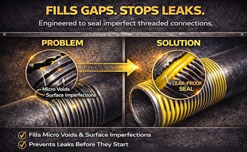 Image of Black Swan All Purpose Pipe Dope, Pro-Grade Pipe Thread Sealant, Soft-Set, High Viscosity, Low Odor, for All Piping Types with Bottle Brush Cap, Yellow, 1 /2 Pint