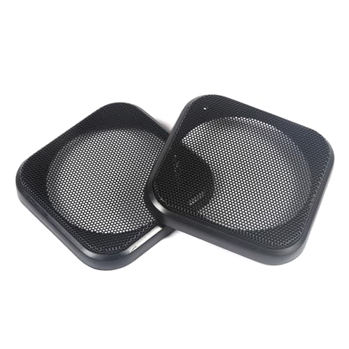 Xiciki 2 Stück Auto Lautsprechergitter 4 Zoll Schwarz, Lautsprecher Gitter Quadratisch 109x104mm mit Stahlgitter, Universelle Lautsprecherschutzabdeckung für Auto Audio