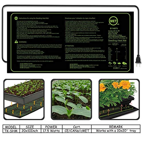 Seedling Heat Mat, Seed Propagating Heat Mat, Seedling Reptile Animal Plant Heating pad, Waterproof Hydroponic Seedling Plant Mat Heating Pads,Black,48X20