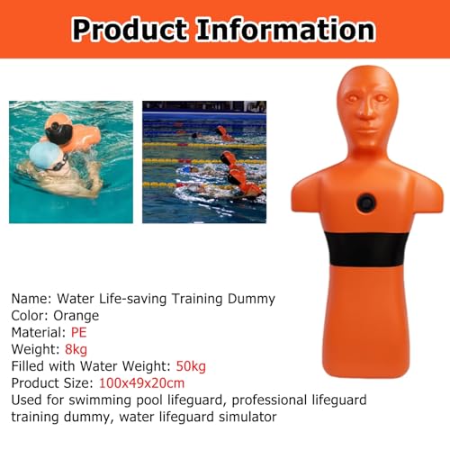 MZZKFC Drowning Prevention Training Equipment, 100cm Tall Water Training Dummy, Orange & Yellow Water Lifesaving Training Equipment for Kids/Adults Improve Swimming Skills(Orange,Set of 4)