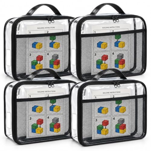 Toy Storage Organizer Clear 4 Pack Building Bricks Blocks Bag with Zipper