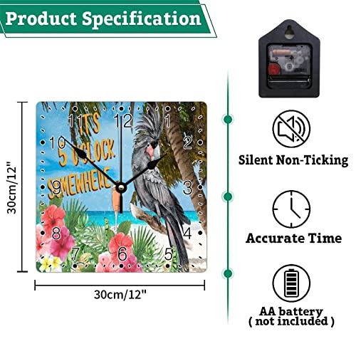 Horloge murale en bois perroquet 30cm déco rustique - 6