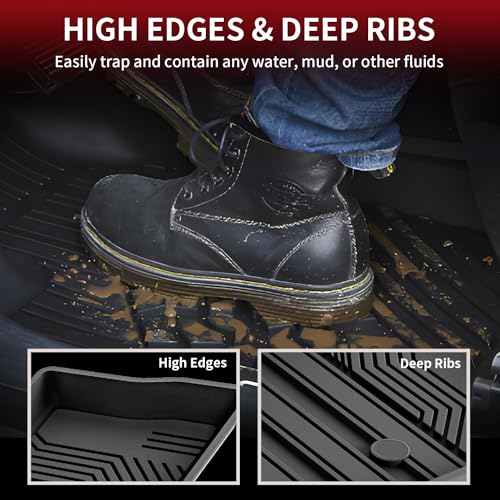Image of LASFIT Floor Mats for Toyota RAV4 2019-2025 Gas(Not Fit Hybrid /Prime) All Weather TPE Custom Fit Floor Liners for RAV 4 LE /XLE /Limited /Adventure /XLE Premium /TRD Off-Road Front&Rear 2 Row Car Mats