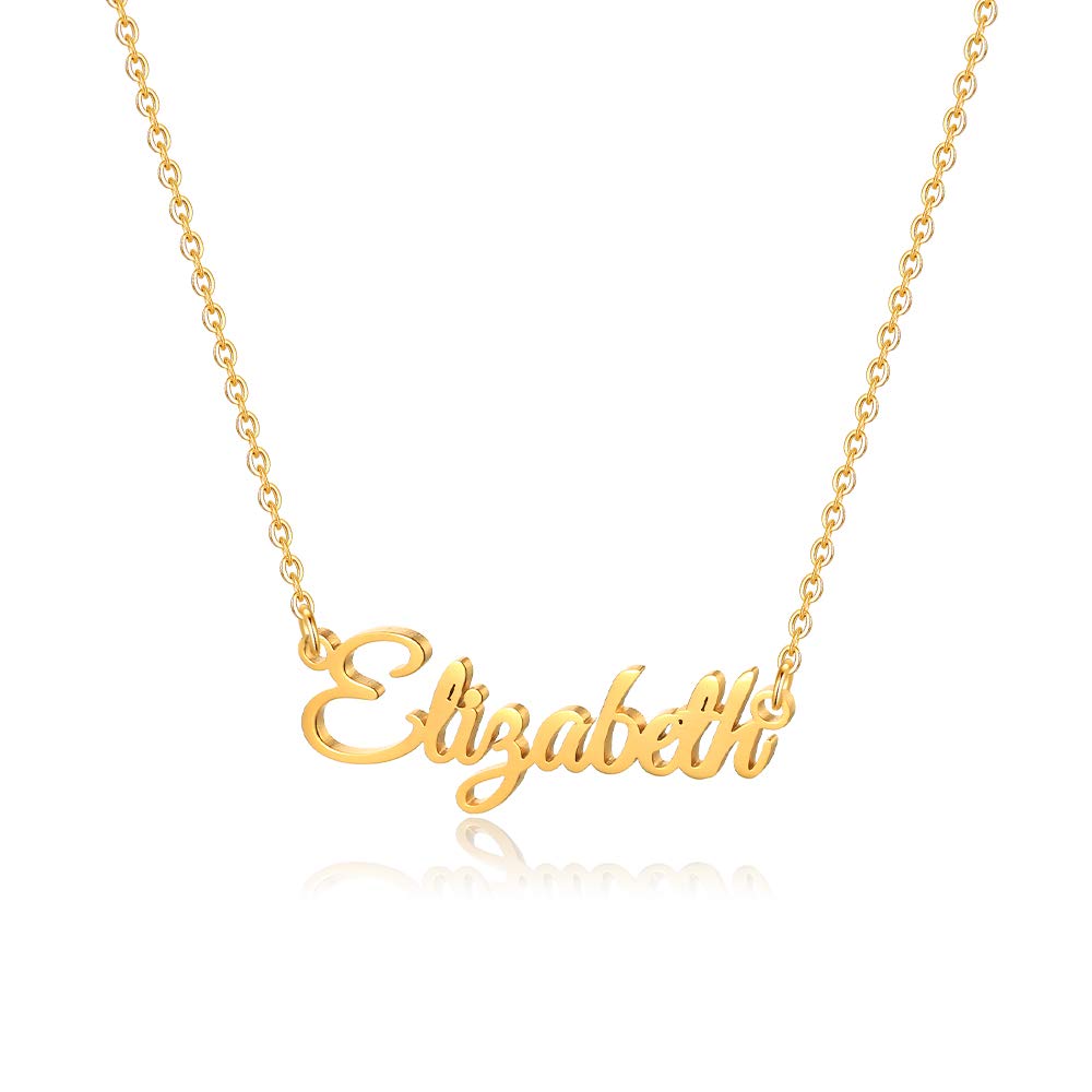 IEFSHINYCustom Name Necklace Personalized, 14K Gold Plated Name Necklace Personalized Charm Jewelry Gift for Women Customized Name Necklace Dainty Letter Necklace Mothers Day Gifts