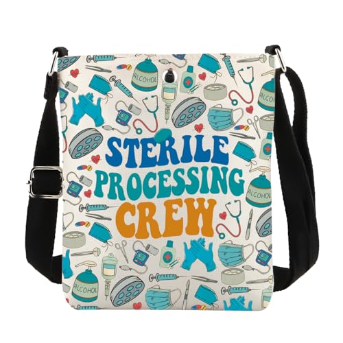 POFULL Sterile Tech Gift Sterile Processing Technician Gift Surgery Squad Gift Sterile Processing Crew Crossbody Bag