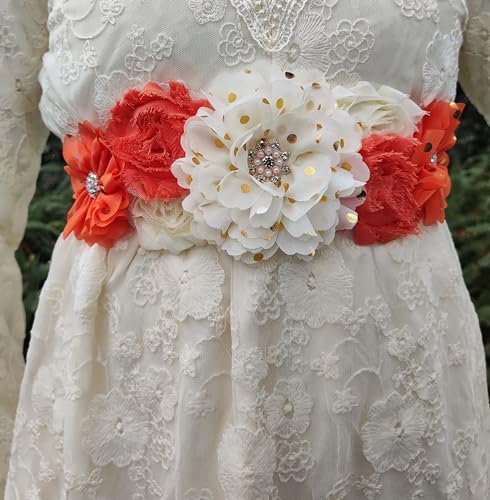 Flower Sash Belts for Women/Girls Dresses Bridal Wedding Bridesmaids Belt Maternity Pregnancy Flower Belt for Baby Shower4