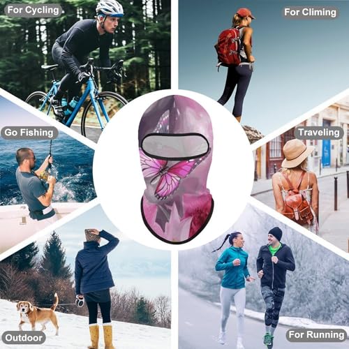 Balaclava para Hombre y Mujer, máscara de esquí con diseño de flores y mariposas, cubre rostro completo para ciclismo miniatura 6
