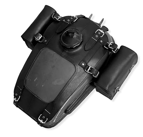 Motorcycle leather bags for URAL motorcycle gas tank with toolbox (Black)