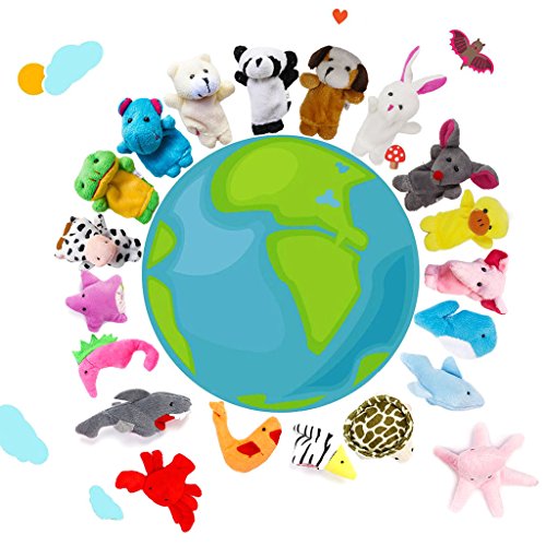 20pcs Story Toys Finger Puppets for Kids Toddlers Cartoon Animal Soft Velvet Dolls Props