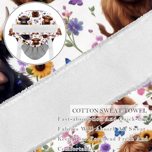 Image of 2 PCS Bouffant Cap with Button Ponytail Pouch Working Cap Sweatband Adjustable Surgical Cap Black and White Cow