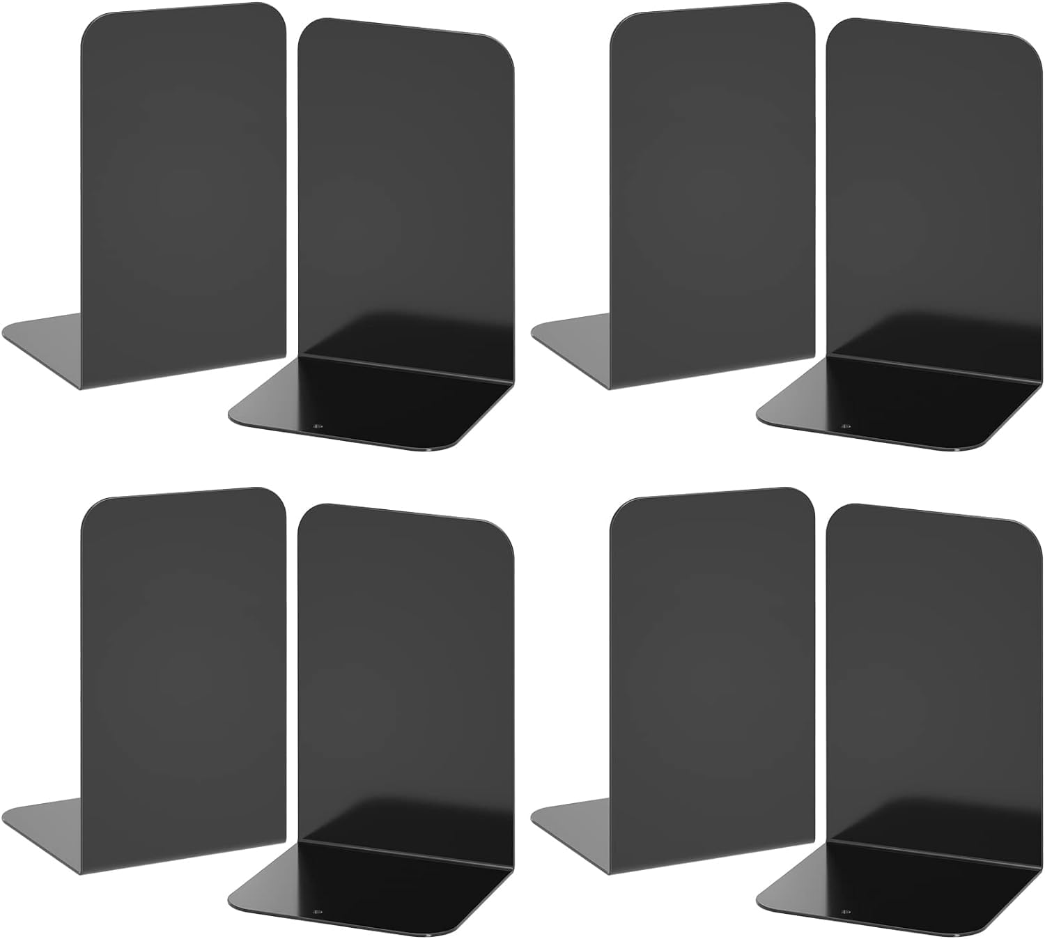 Deefongo 8 sujetalibros de metal negro, sujetalibros duraderos con almohadillas de goma antideslizantes