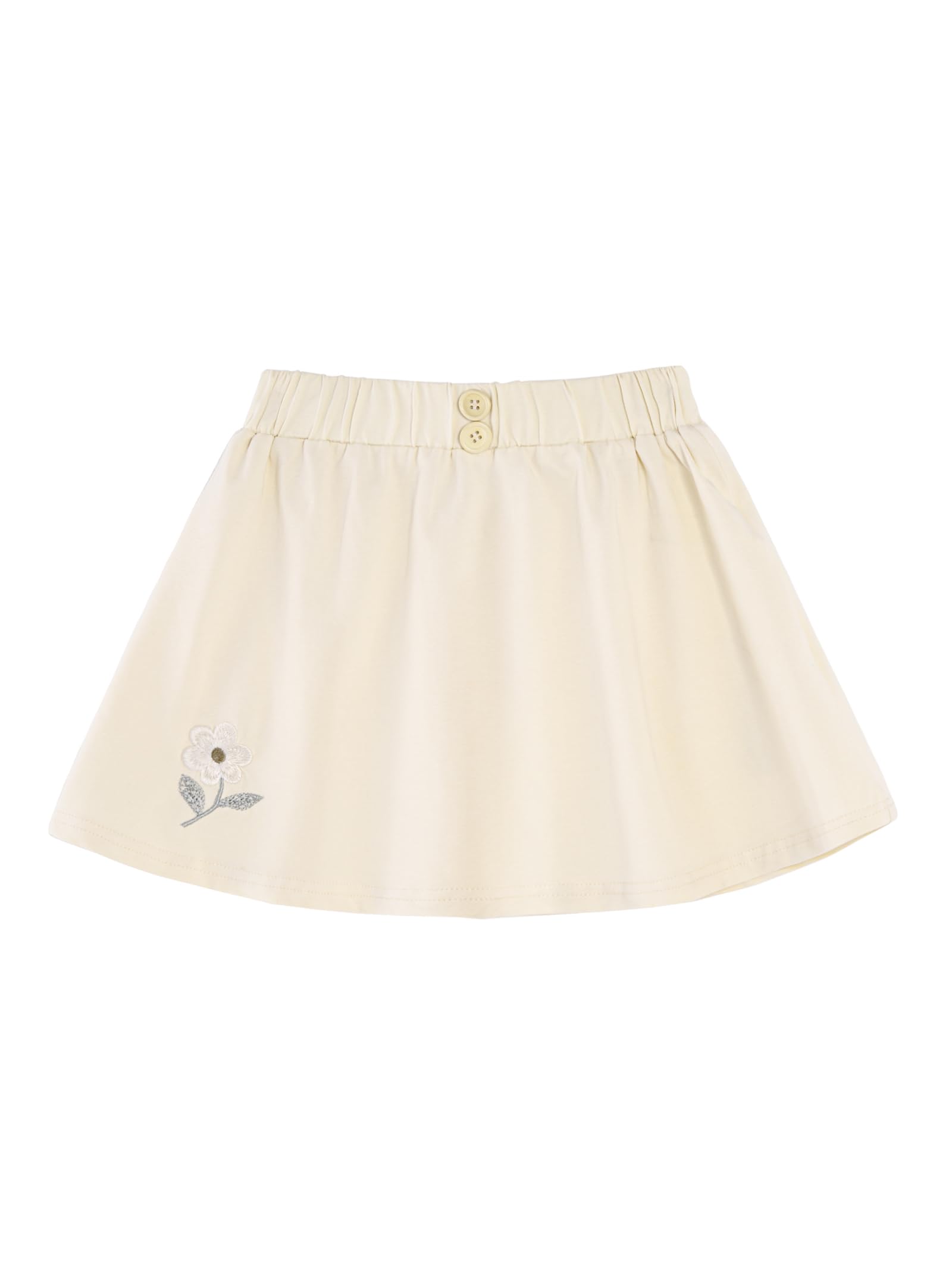 Girls Casual Skirts Cute Summer Flower Embroidery A-Line School Mini Skirt Beige Embroidery 7-8 Years