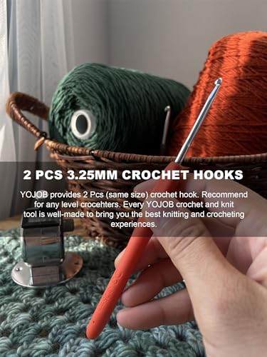 Image of 2Pcs 3.25mm Crochet Hooks, Ergonomic Crochet Hook for Arthritis and Beginners, Extra Long, Smooth, Comfortable (Size D / 3.25mm)