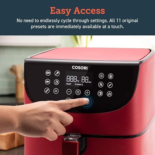 COSORI Air Fryer 5,8 QT Forno elétrico de ar quente XL sem óleo, panela programável 11 em 1 com lembrete de pré-aquecimento e agitação, tela sensível ao toque digital equipada e cesta antiaderente