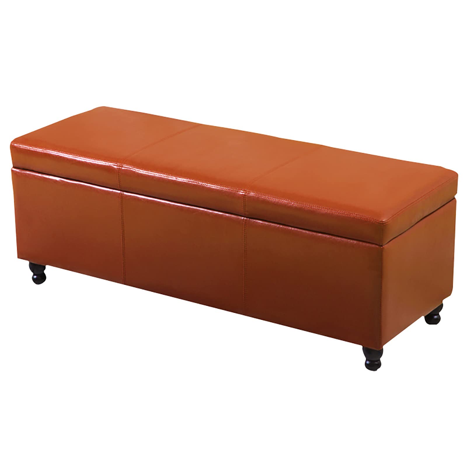 LMMIAOZ Modern Orange Leather Storage with Lift Top Tufted Foot Rest Stool and Coffee Table for Livingroom Bedroom 100x43x42cm