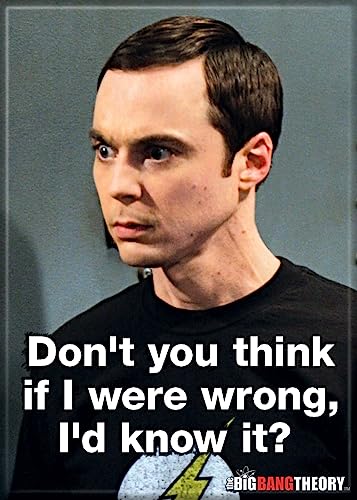Ata-Boy Big Bang Theory Sheldon Quote Don't You Think if I were wrong, I'd know it? 2.5" X 3.5" Magnets for Refrigerators and Lockers