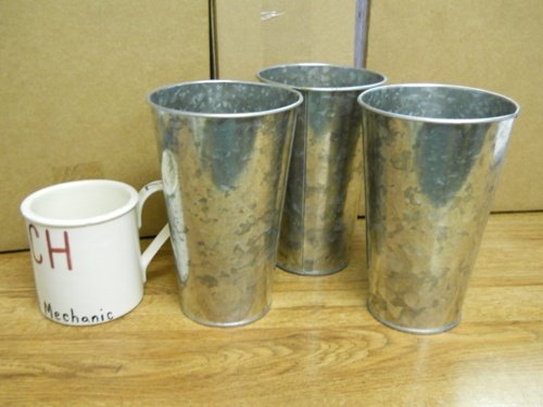 3 pc Galvanized Buckets French Style Taper 7