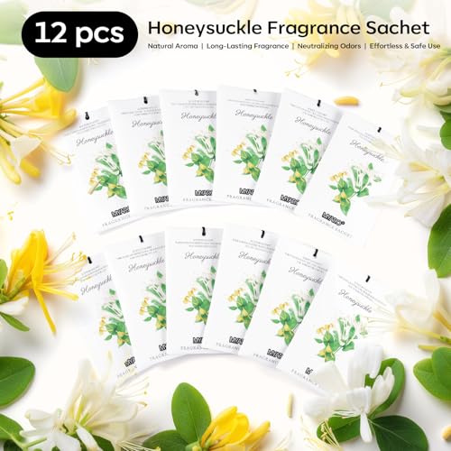 Image of MYARO 12 Packs Honeysuckle Scented Sachets for Drawer and Closet, Long Lasting Air Freshener Fresh Scents Potpourri Bags Home Fragrance for Room Car Small Space