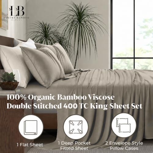 Image of |King Size Sheet Set | Organically Grown | Ultra Soft & Cooling |100% Viscose | 17 inch Deep Pocket [Cocoa]