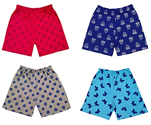 Image of indi weaves Girls Cotton Printed Shorts (Pack of 4)