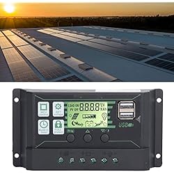 Baterías De Plomo Ácido Abierto Controlador de Carga Solar 100A, 12V/24V PWM Controlador de Cargador de Panel Solar PV Regulador Inteligente con Regulador Pantalla LCD Y Puerto USB Dual Solo para Baterías de Plomo ácido ABIERTAS: Ab