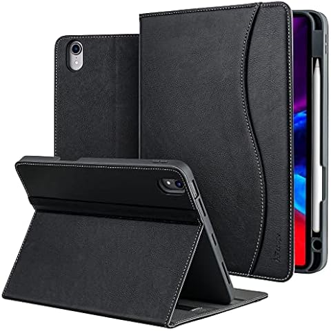 HFcoupe 2024 iPad Air 6th Generation Case 11 inch M2, 10.9 inch iPad Air Case 5th/4th Gen with Pencil Holder & Pocket (2022/2020 Released), Stitch iPad Air Cover Folio Auto Wake/Sleep, Black Cover